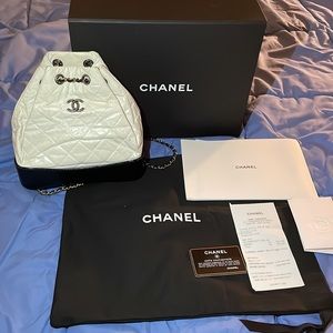 Chanel Gabrielle backpack white black small